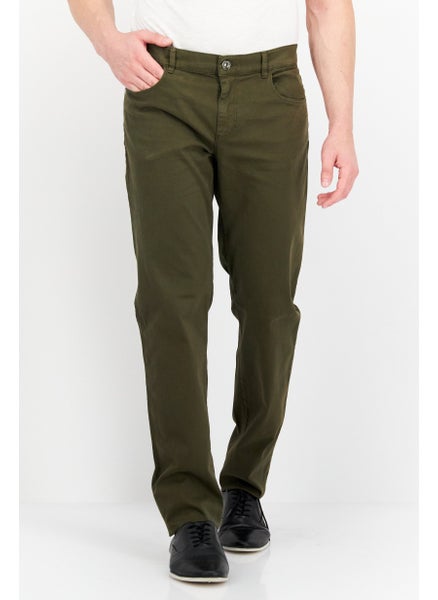 اشتري Men Regular Fit Solid Stretchable Jeans, Dark Olive في الامارات