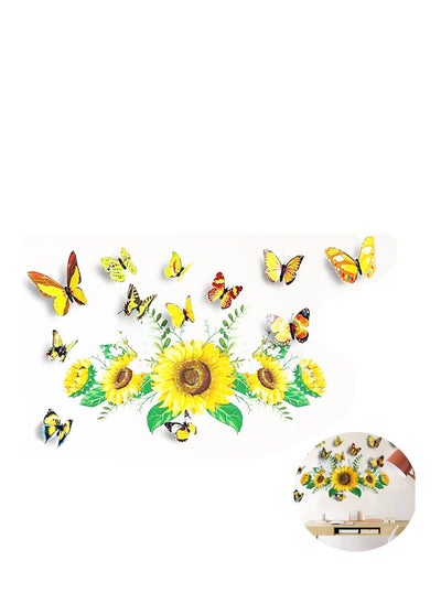 Buy 3D Wall Stickers Sunflower Butterfly Wall Decal Waterproof Removable for Kids Bedroom Living Room Bathroom Art Decor Home Decoration Indoor Outdoor 13PCS in Saudi Arabia