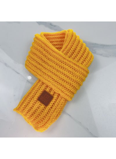 اشتري ins Korean Style Childrens Knitted Scarf Winter Solid Color Warm Wool Baby Boy and Girl Korean Style Baby Neck FashionYellow (thickened and widened) Yellow (thickened and widened) في السعودية