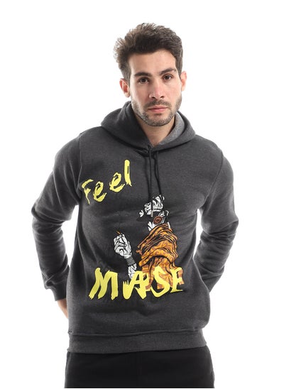 Buy Front Printing Slip On Hoodie - Charcoal Grey in Egypt