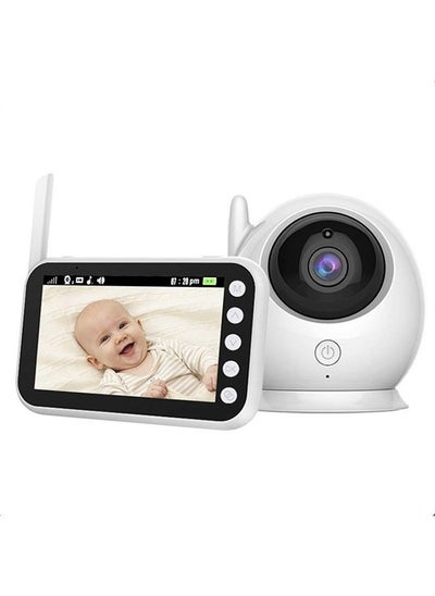 Buy 4.3 Inch Two-Way Voice Temperature Monitoring Baby Monitor - White in Saudi Arabia