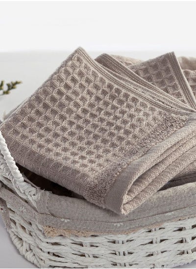 اشتري Spa Waffle Terry Reversible Face Towel, Beige - 500 GSM, 30x30 cm في الامارات