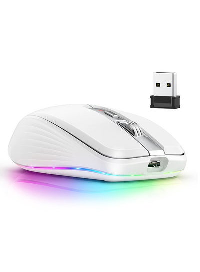 اشتري 2.4G+BT5.1 Dual-mode Wireless Mouse Computer Gaming Mice Ergonomic Design 4-gear   Adjustable DPI Built-in Rechargeable Battery for Laptop في السعودية