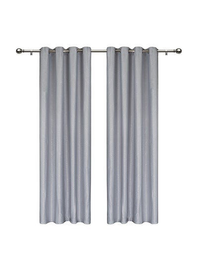 Buy 2-Piece Otis Embossed Blackout Curtain Set, Grey - 140x240 cm in UAE