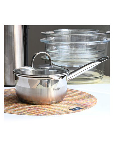 اشتري Saucepan with Glass Lid 16cm/1.5LTR Callisto Series Stainless Steel في الامارات