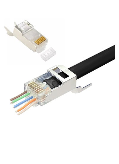 Buy Cat7 Cat6A RJ45 Pass through Connectors Shielded 30-Pack in UAE