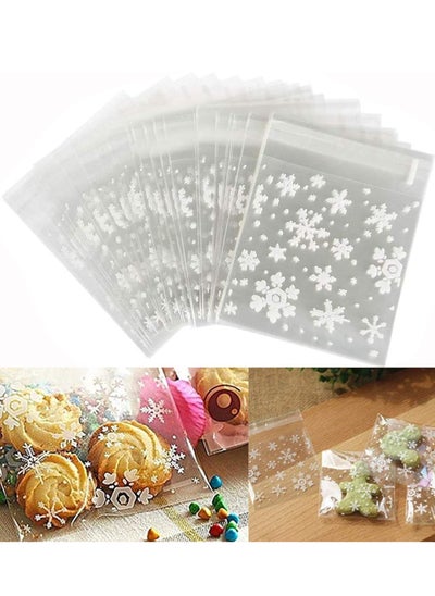 اشتري 400PCS Snowflake Cookie Bags Cellophane Bags Candy Bakery Gift Bags Self Adhesive Sealing Resealable Treat Bags OPP Bags Party Supplies (5.52X5.52 inch) في الامارات