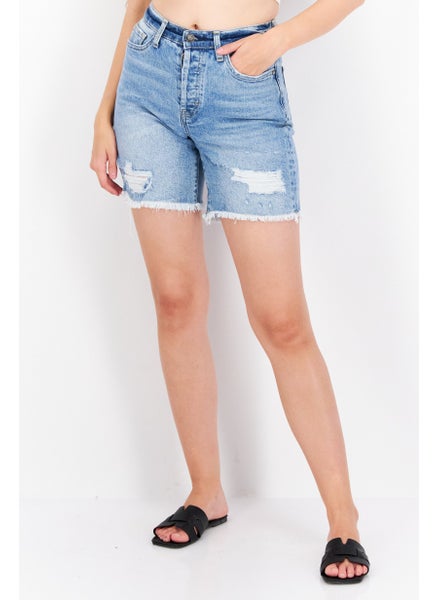 اشتري Women Washed Denim Short, Blue في السعودية