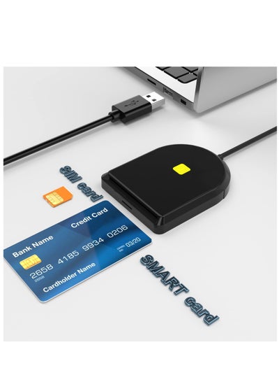 اشتري USB SIM Card Reader, ID Card Reader USB Smart Card Reader SIM Card Compatible Smart Card Reader for DOD Military USB Common Access CAC SIM ID IC Bank Health Insurance e-Tax Contact Chip Card Reader في الامارات