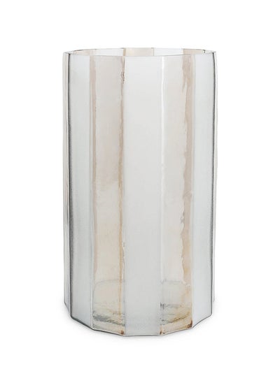 اشتري Glaze Candle Holder, White & Gold - 15.3x18 cm في الامارات