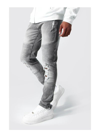 اشتري Skinny Stretch Zip Pocket Biker Jeans في الامارات