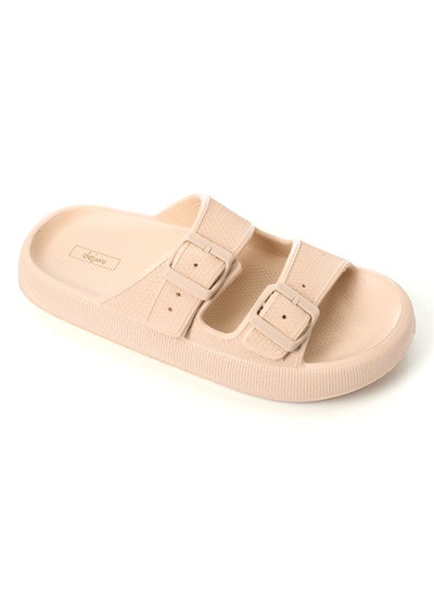 Buy Adjustable Double Buckled Cloud Slippers - Beige in Egypt