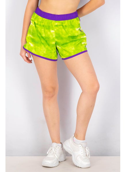 Buy Women Sportswear Fit Tie Dye Training Shorts, Neon and Purple in Saudi Arabia