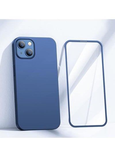 Buy 360 case for iPhone 13  (protective case + transparent screen) ,Dark Blue in Egypt