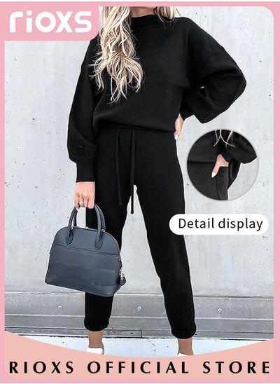 اشتري Women's 2 Pieces Long Sleeves Track Suits Daily Casual Jogger Outfits Loose Pullover Sweatshirt and Jogging Pants في الامارات