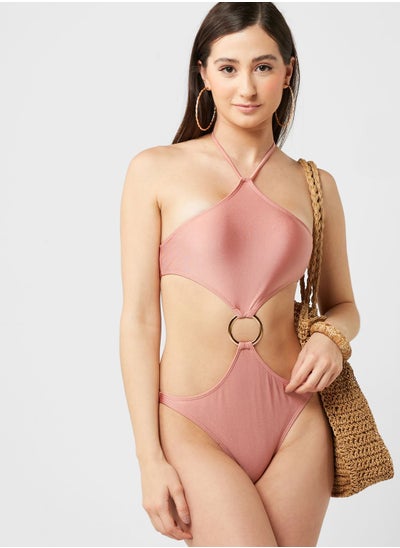 Buy Halter Neck High Leg Swimsuit in UAE