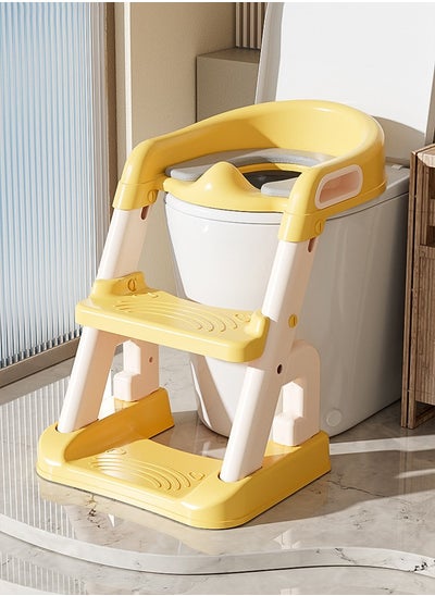 Buy Potty Training Toilet Chair Seat with Step Stool Ladder for Kids and Toddler Boys Girls - Foldable Height Adjustable Children Toilet Training Seat with Safe Handles & Anti-Slip Pads, Blue-White in Saudi Arabia