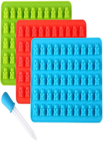 Buy Lizber Gummy Bear Molds 3 Pack, Silicone Candy Molds 50 Cavities with Bonus Dropper (Blue, Green, Red) in Egypt