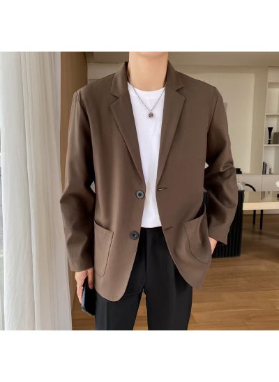 Buy Autumn Casual Blazer Men Korean Trendy Business Versatile Brown in Saudi Arabia