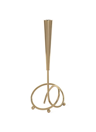 اشتري Whirls Candle Holder, Gold - 31.1 cm في الامارات