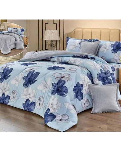 Buy HOURS Floral Comforter Set 6 Pieces two faces King Size in Saudi Arabia