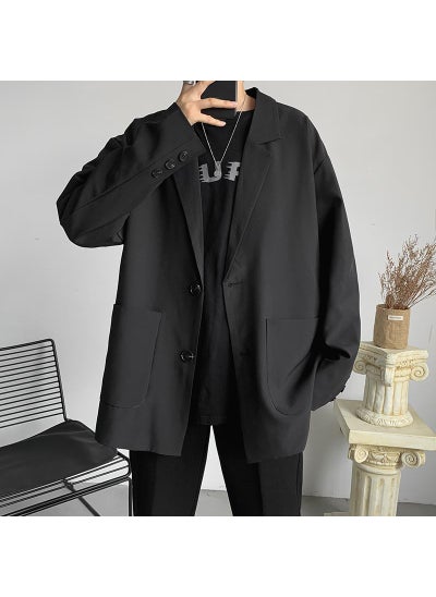 Buy Mens Retro Casual Blazer Spring Autumn Black high-end in Saudi Arabia