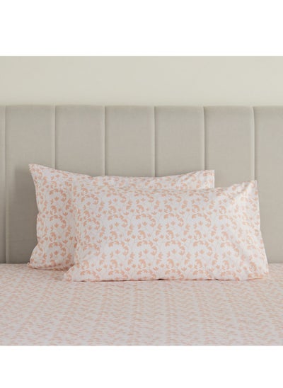 اشتري Serenity Cotton Percale 200 Thread Count 2-Piece Standard Printed Pillowcase Set - 50x75 cm في السعودية