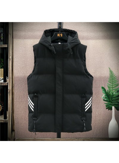 Buy Mens Plus Size Hooded Puffer Vest Waistcoat Winter Black in Saudi Arabia