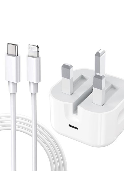 Buy iPhone 20W Fast Charger | USB C Wall Fast Charger with 1m USB C to Lightning Cable Compatible with iPhone 14/14 Pro/14 Pro Max/13/12/SE2020/11/XR/XS Max/X/iPad in Saudi Arabia