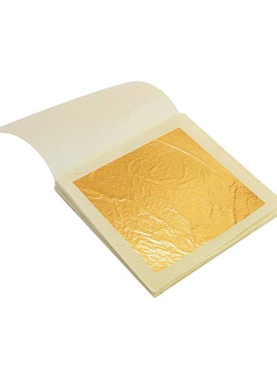 اشتري 10 PCS Gilding 24K Edible Gold Leaf Sheets 3.14"  Yellow Real Loose Foil for Makeup Art Drink Decorations في السعودية