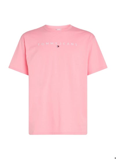 Buy Men's Logo Crew Neck T-Shirt -  Pure cotton, Pink in UAE