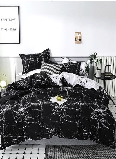 Buy Single Size Bedding Set 4 Pieces Without Filler, Marble Design. in UAE