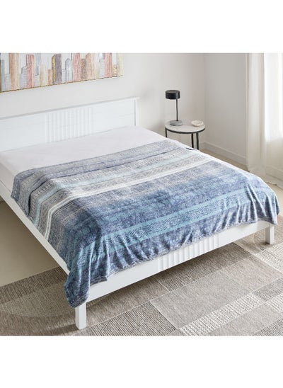 Buy Matrix Enzo Printed Flannel Queen Blanket 200 x 220 cm in UAE