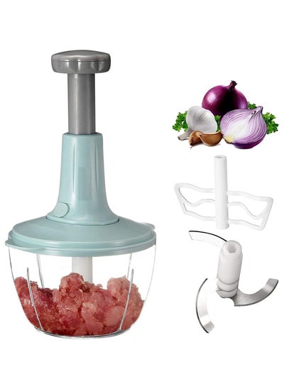 Buy 2L Manual Handheld Mini Food Chopper With Stainless Steel Blade for Vegetables, Onions in UAE