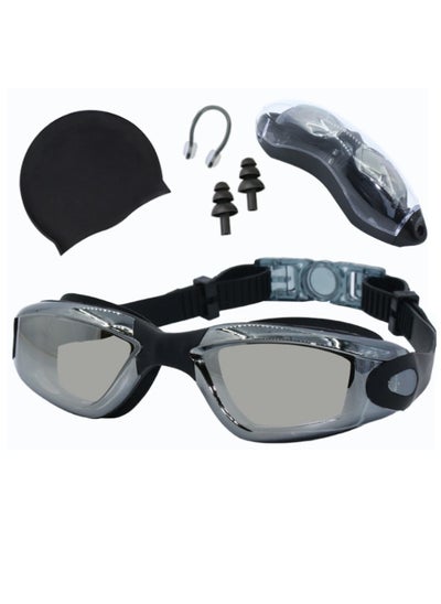 Buy Waterproof Swimming Goggles - Anti Fog Swimming Goggles and UV Protection - Swim Goggles Kit Comes With Storage Box Nose Clip and Earplugs and Swimming Cap, Portable in Saudi Arabia