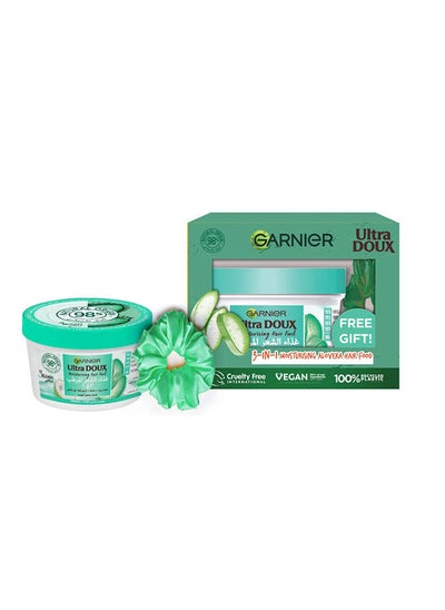 Buy Ultra Doux Moisturising Hair Food Aloe Vera 3 In 1 For Normal Hair  + Free Green Scrunchy in Egypt