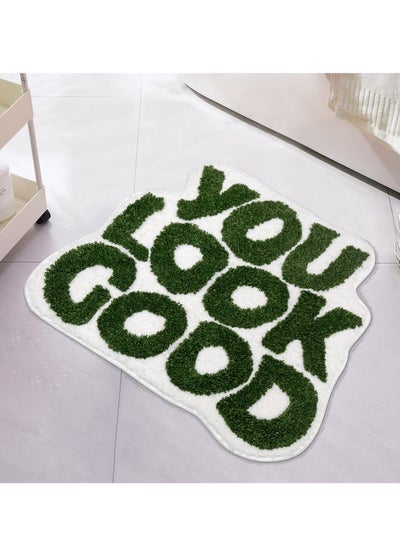 اشتري You Look Good Bath Mat Green Bathoom Rugs Funny Bathroom Decor Preppy Small Cool Rug Non Slip Microfiber Washable Absorbent Shower Rug, 25”x21” في السعودية