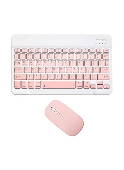 Buy Rechargeable Bluetooth Keyboard and Mouse Combo Ultra-Slim Portable Compact Wireless Mouse Keyboard Set for Android Windows Tablet Cell Phone iPhone iPad Pro Air Mini, iPad OS/iOS 13 and Above (Pink) in Saudi Arabia