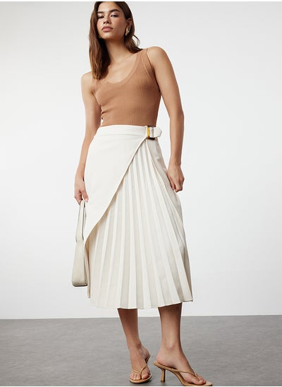 Buy Ecru Belted Pleated Woven Skirt TWOSS24ET00219 in Egypt