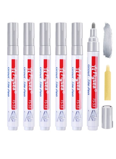 Buy Silver 6 Pieces Tile Pen Wall Grout Restorer Pen Repair Marker Grout Filler Pen for Restoring Tile Grout Wall Floor Bathrooms and Kitchen in UAE