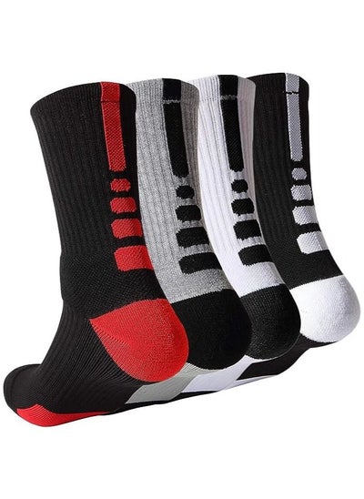 اشتري Basketball Socks Outdoor Athletic Crew Socks Thick Compression Long Running Sports Socks for Men & Women 4 Pack في السعودية