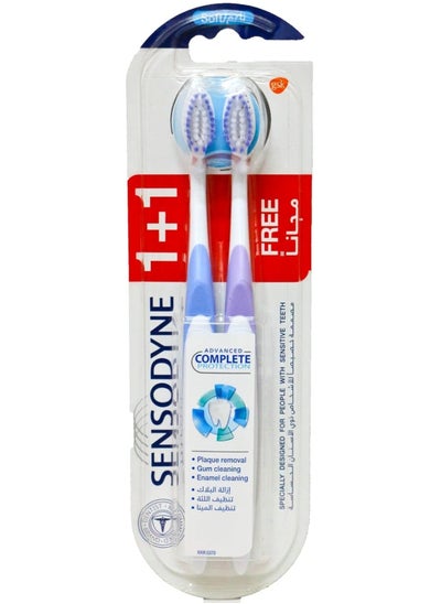 Buy Sensodyne Soft Toothbrush 2 Pieces Blue Purple in Saudi Arabia