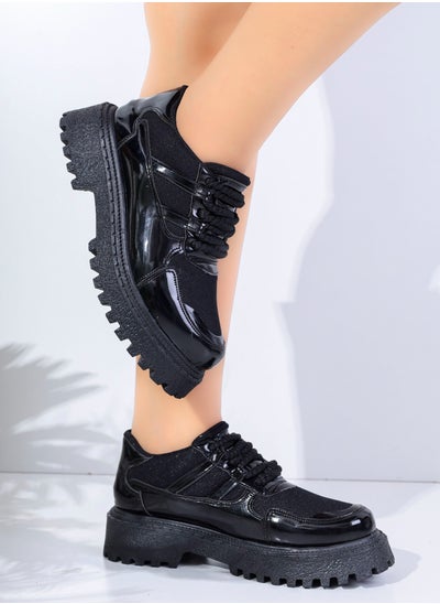 Buy Ankle Boot Mid Heels Leather Glossy - Black Z-8 in Egypt