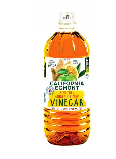 Buy Apple Cider Vinegar with Ginger and Lemon Organic Fermented California Egmont (Organic Keto Cider) - [Supports Weight Management, Anti-Obesity] - Detox Tonic - Works as an Immune Booster - 946ml in Egypt