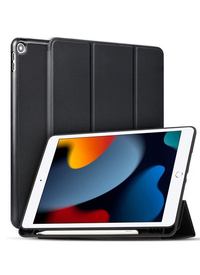 اشتري جراب iPad 10.2 بوصة 9th 8th الجيل السابع جراب 2021 2020 2019 مع حامل أقلام رصاص أثناء النوم استيقظ نحيف ناعم من البولي يوريثان الخلفي الذكي حامل مغناطيسي غطاء واق في الامارات