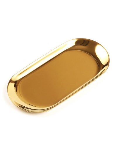 Buy Oval Metal Tray Dinner Plate Golden 18 X 8cm/23 x 9.5cm/30 X 12cm in Saudi Arabia