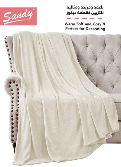 Buy SANDY Fleece Blanket, Made of Premium Microfiber, Super Soft Flannel Blanket for Bed, Sofa, Couch and Home Decorations , Single Size, (240x170)cm, Off-White in Saudi Arabia