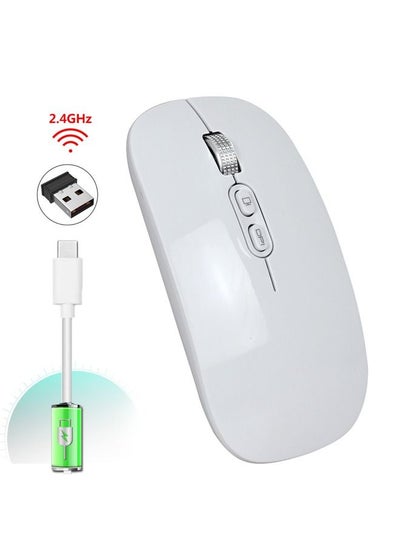 Buy M103 Rechargeable Wireless Mouse 2.4G Wireless Mouse Ultra-thin Mute Mouse 3 Adjustable DPI Built-in 500mAh Battery White in Saudi Arabia