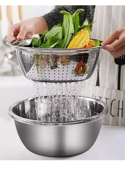 اشتري Multi-Purpose 3 In 1 Grater and Strainer and Stainless Steel Pot في مصر