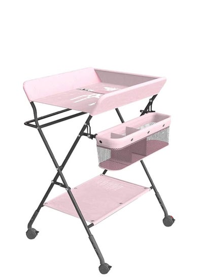 اشتري Portable Baby Changing Table with Wheels and Storage Rack and Bag、Multifunctional Newborn Dressing for Clothes Massage في السعودية